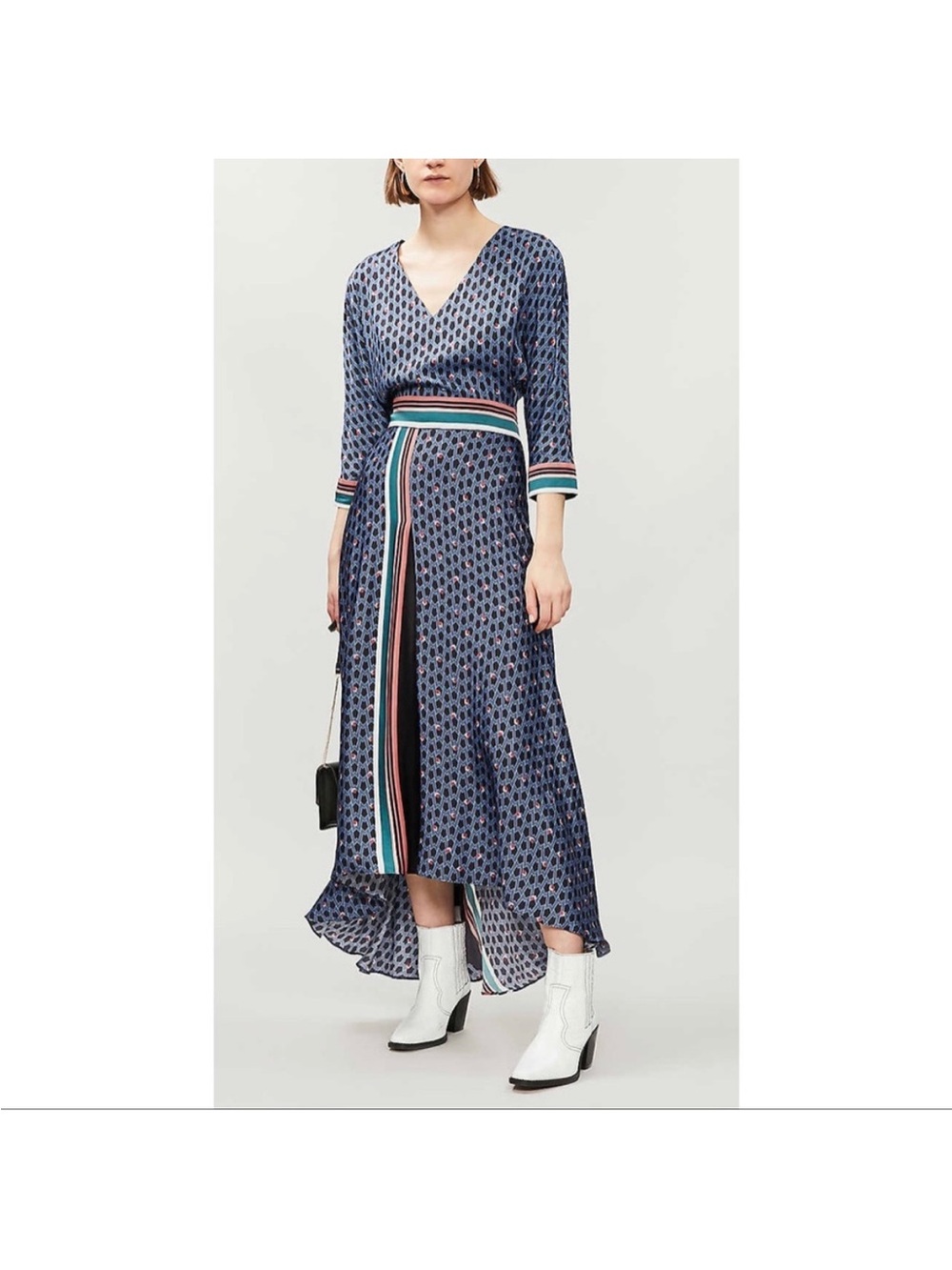 Maje Reanne Printed Maxi Dress Large
